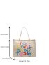 Letter Pattern Shoulder Tote Bag Large Capacity Double Handle For Daily