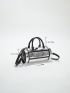 Small Boston Bag Funky Metallic Double Handle PU