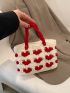 Small Crochet Bag Two Tone Double Handle No-closure Polyester