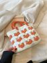 Small Crochet Bag Two Tone Double Handle No-closure Polyester