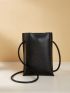 Black Square Bag Litchi Embossed No-closure PU