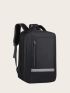 Business Casual Men Receive Nylon Solid Color Large Capacity Backpack With USB Port Camping Bag