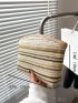 Small Straw Bag Chevron Pattern Zipper For Summer