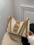 Geometric Embossed Baguette Bag Buckle Decor