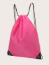 Contrast Pattern Drawstring Backpack Neon Pink Waterproof