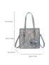 Mini Square Bag Graphic Contrast Binding PU With Bag Charm