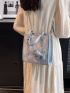Mini Square Bag Graphic Contrast Binding PU With Bag Charm