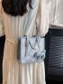 Mini Square Bag Graphic Contrast Binding PU With Bag Charm