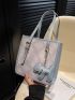 Mini Square Bag Graphic Contrast Binding PU With Bag Charm