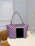Checkered Pattern Shopper Bag Double Handle