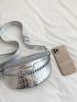 Crocodile Embossed Fanny Pack Chain Decor Metallic PU Funky