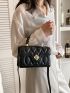 Mini Square Bag Quilted Flap PU Black