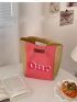 Mini Bucket Bag Letter Graphic Two Tone