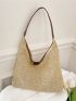 Contrast Binding Straw Bag Vacation