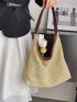 Contrast Binding Straw Bag Vacation