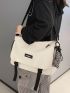 Medium Messenger Bag Letter Patch Decor With Bag Charm