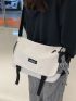 Medium Messenger Bag Letter Patch Decor With Bag Charm