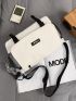 Medium Messenger Bag Letter Patch Decor With Bag Charm