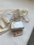 Mini Square Bag Braided Double Handle PU Metallic Funky