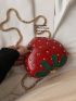 Mini Studded Decor Strawberry Design Novelty Bag