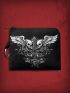 Grunge Punk Skull Graphic Coin Purse Black Zipper