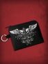 Grunge Punk Skull Graphic Coin Purse Black Zipper