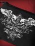 Grunge Punk Skull Graphic Coin Purse Black Zipper