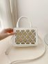 Mini Square Bag Colorblock Double Handle Rhinestone Detail