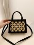 Mini Square Bag Colorblock Double Handle Rhinestone Detail