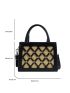 Mini Square Bag Colorblock Double Handle Rhinestone Detail