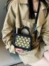 Mini Square Bag Colorblock Double Handle Rhinestone Detail
