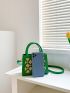 Mini Square Bag Colorblock Double Handle Rhinestone Detail