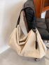 Oversized Hobo Bag With Bag Charm Casual