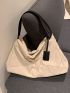 Oversized Hobo Bag With Bag Charm Casual