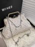 Pearl Decor Square Bag Kiss Lock