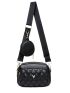 Quilted Pattern Square Bag With Coin Purse Black