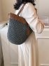 Two Tone Straw Bag With Bag Charm Vacation