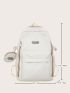 Letter Patch Decor Classic Backpack With Coin Purse Preppy