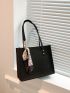 Medium Square Bag Crocodile Embossed Twilly Scarf Double Handle Felt