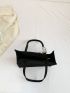 Medium Square Bag Crocodile Embossed Twilly Scarf Double Handle Felt