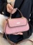 Small Flap Square Bag Contrast Binding Metal Decor