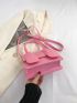 Letter Graphic Square Bag Mini Flap Pink