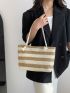 Striped Pattern Straw Bag Small Vacation