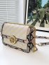 Snakeskin Embossed Square Bag Flap Small