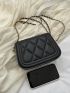 Mini Quilted Pattern Square Bag Fashion Black
