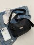 Letter Patch Decor Hobo Bag Medium Zipper