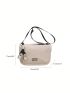 Letter Patch Decor Hobo Bag Medium Zipper