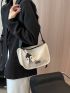 Letter Patch Decor Hobo Bag Medium Zipper