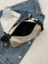 Letter Patch Decor Hobo Bag Medium Zipper