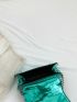 Small Square Bag Buckle Decor Metallic Pattern Chain Strap